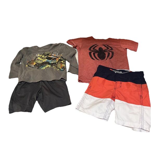 Lot Of Boys Size 5 Tops, Shorts Swim Trunks Diff Brand. 4 Piece Lot 2 Short Sets - Picture 1 of 8